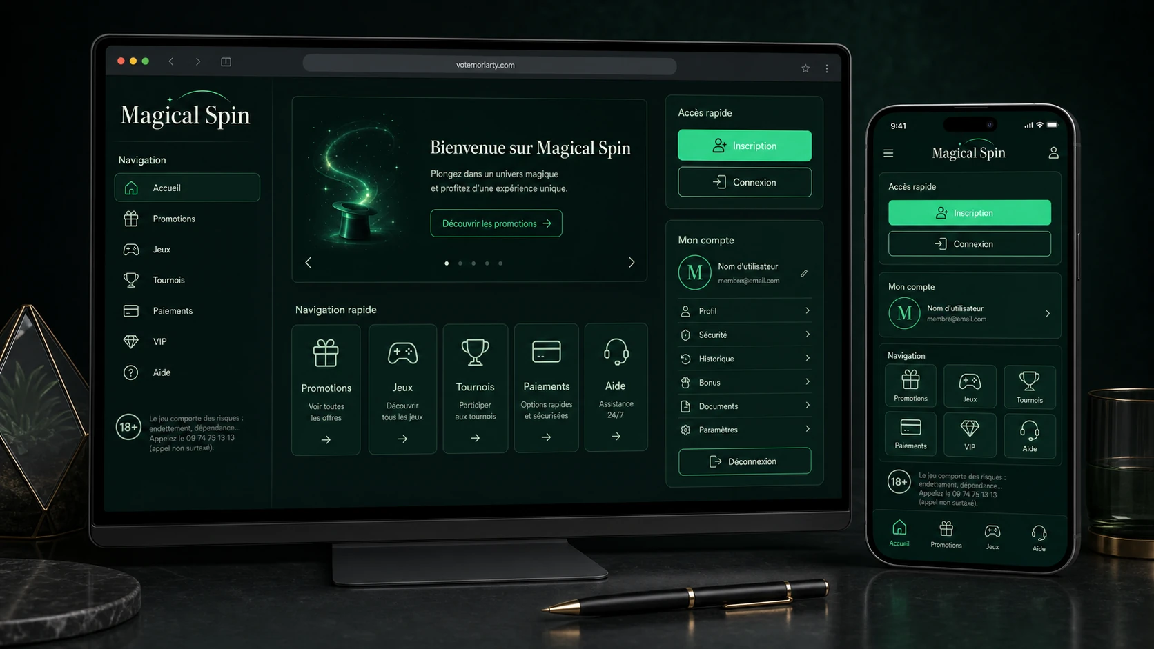 Magical Spin – aperçu de la plateforme